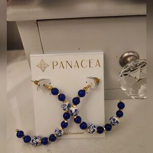 Panacea Blue and White Beaded Earrings